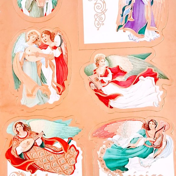 4 Page Lot of Vinyl Christmas Angel Stickers for Gifts Party Favors Scrapbooking - Picture 3 of 5